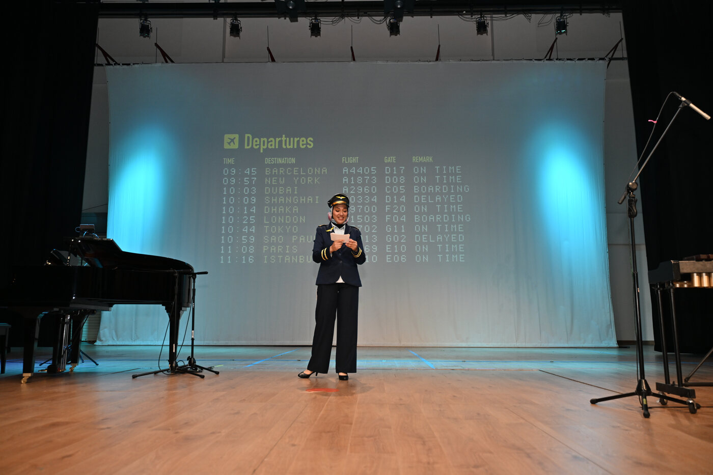 Yasmin Shennawy on stage introducing the annual recital
